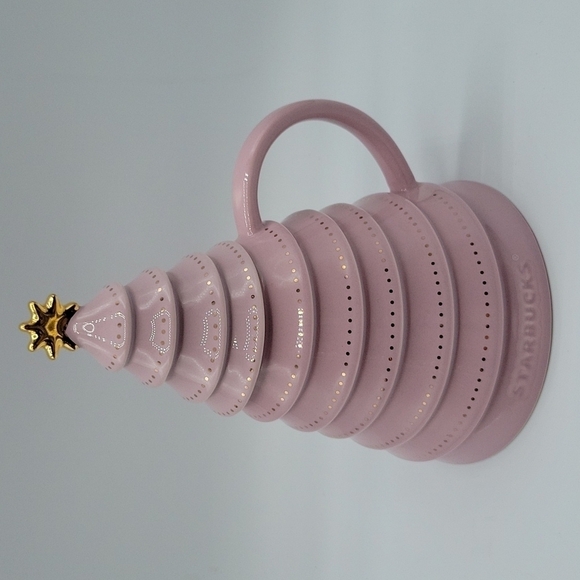 Starbucks Christmas tree Ceramic Mug pink 12 oz - Picture 1 of 7